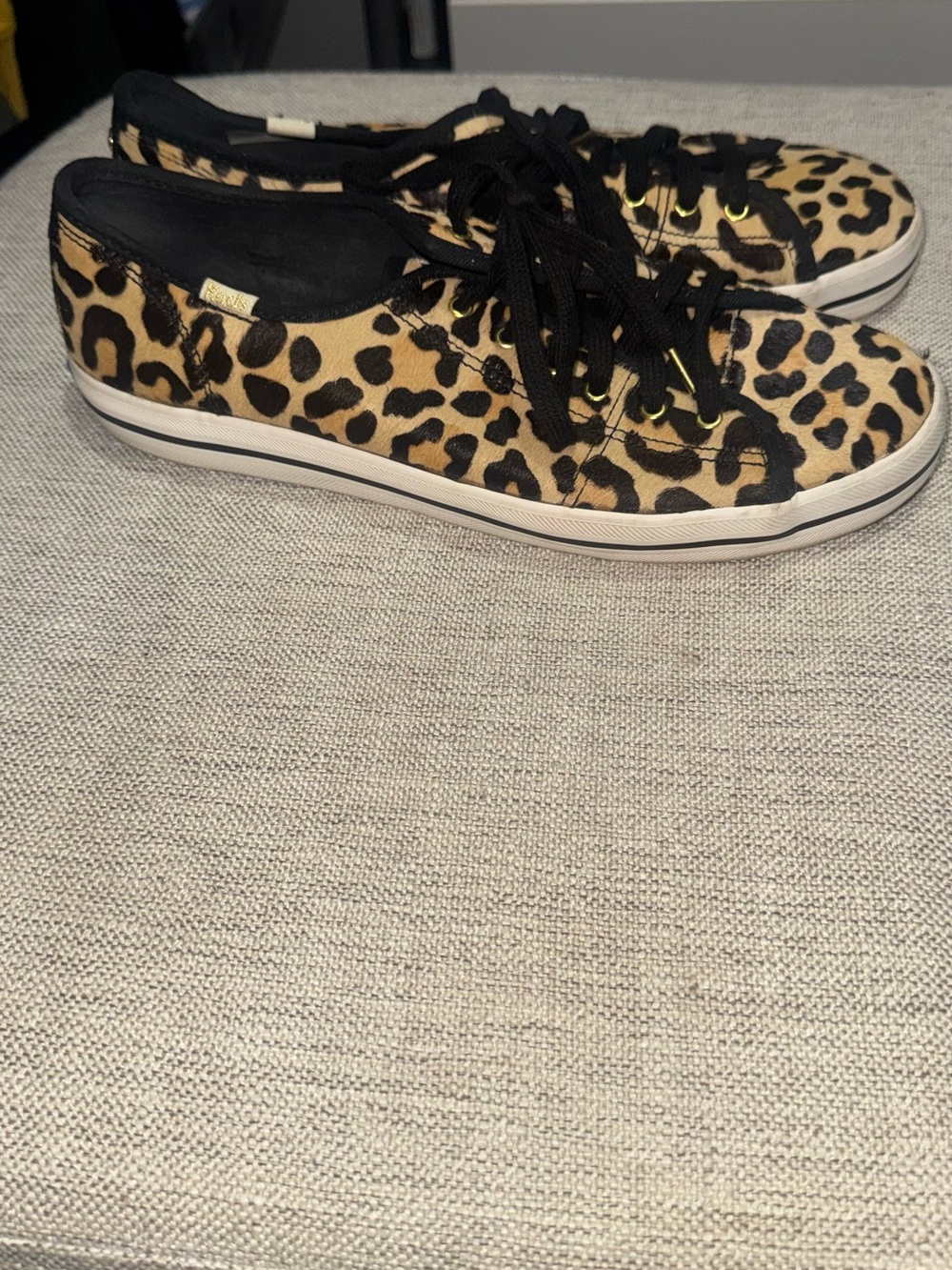kate spade x Keds Leopard Print Lace-Up Sneakers in tan and black - Picture 2 of 5
